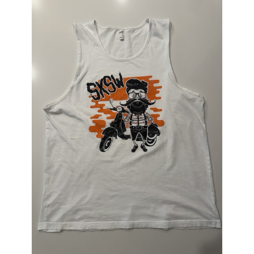 SXSW 2018 Festival Tank Top White Hipster Graphic Next Level Mens XL
